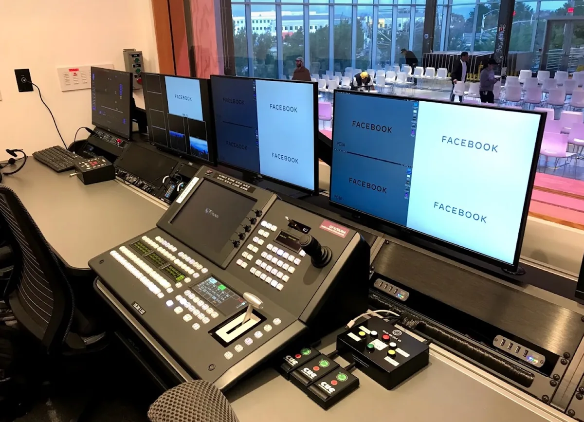 Meta broadcast control room with Grass Valley Korona switcher