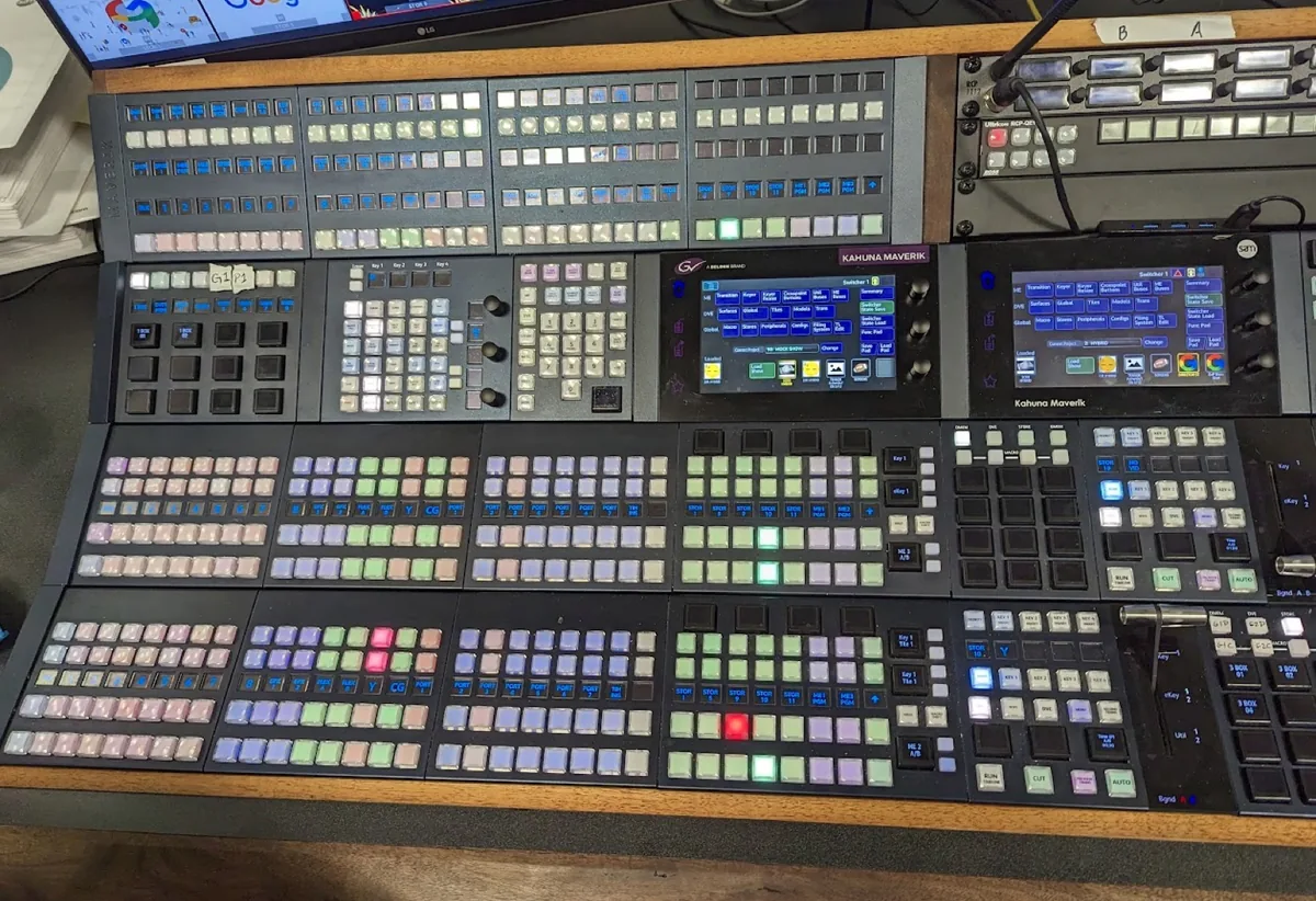 Grass Valley Kahuna Maverik production switcher control panel